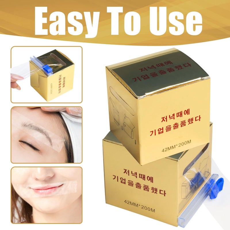 fenshine 4 PCS Disposable Eyebrow Tattoo Plastic Wrap Preservative Film For Professional Eyebrow Lips Permanent Make Up Supplies Wrap Cover Tape Roll - Image 4